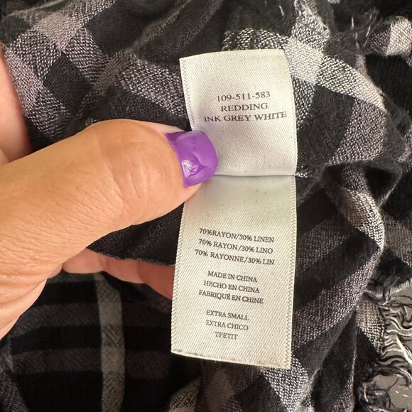 2/$30 Rails Redding  Plaid Shirt Frayed Hem Onyx XS #A0631 TRB3 - Picture 9 of 12